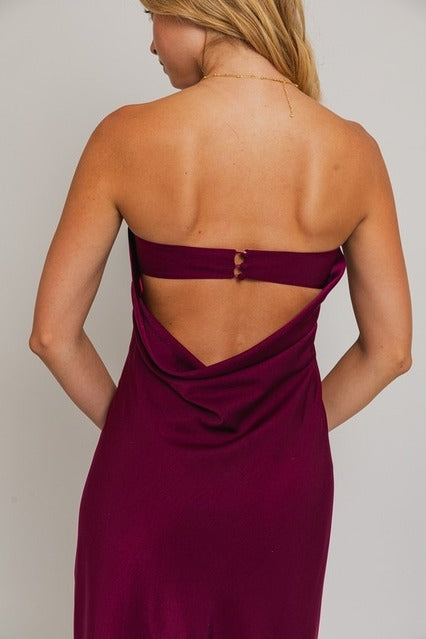 Strapless Cowl Back Midi Sheath Dress - Le Lis - RARA Boutique 