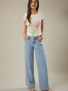 RARA Boutique boat neck floral graphic mesh blouse with long sleeves, stylish and lightweight for casual wear.