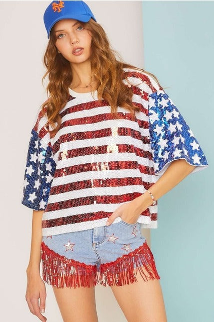 4th sequin American flag - Main Strip - RARA Boutique 