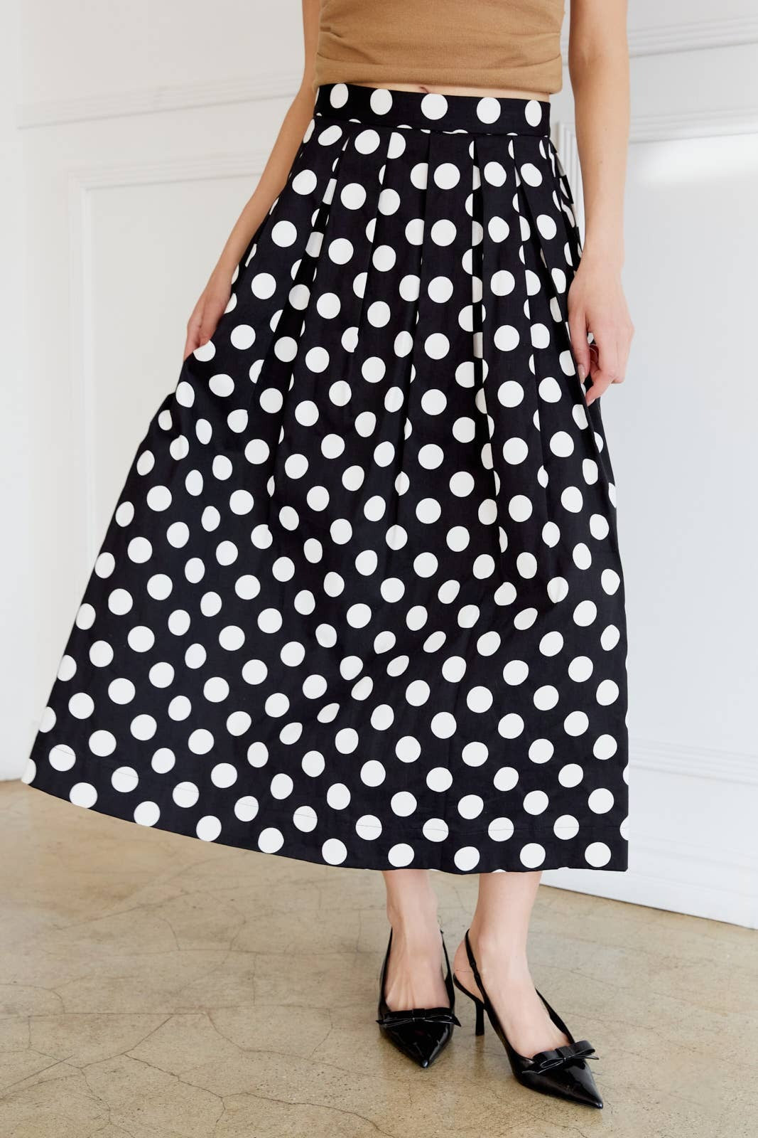 Retro Polka Dot Pleated Circle Midi Skirt - Sunday Edition - RARA Boutique 