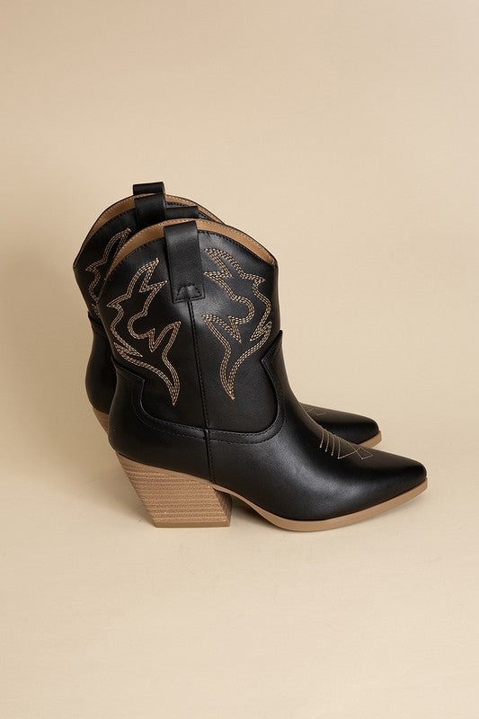 Pointed Toe Western Booties - RARA Boutique 