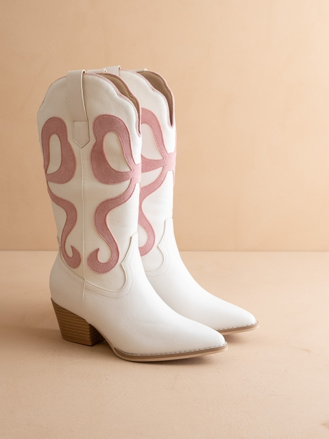 Mid-Calf Western Boots with Bows - Oasis Society - RARA Boutique 