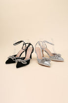 Rhinestone Double Bow Pointed Toe Heel - RARA Boutique 