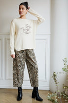 High Waist Leopard Print Barrel Jeans with Elastic Waist - Sunday Edition - RARA Boutique 