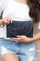 Fold Over Straw Clutch - Rara Boutique 