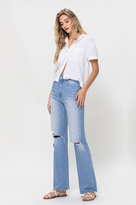 High Rise Vintage Flare Jeans- Flying Monkey - RARA Boutique 