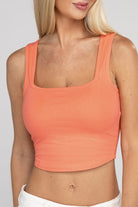 Cotton Square Neck Cropped Cami Top - RARA Boutique 