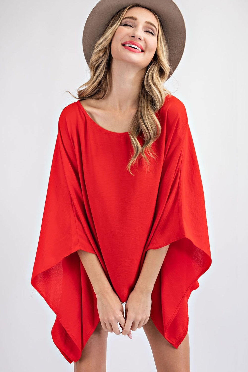 Drapey Short Sleeve Crepe Poncho Blouse Top - eesome - RARA Boutique 