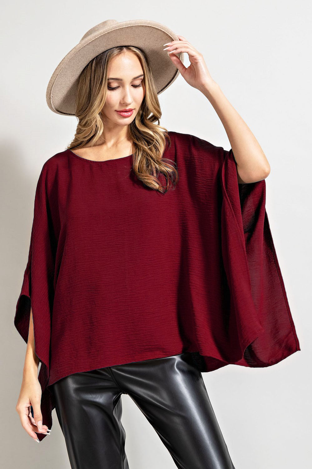 Drapey Short Sleeve Crepe Poncho Blouse Top - eesome - RARA Boutique 