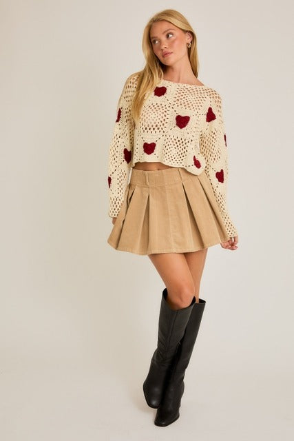 Crochet Heart Sweater Top - Le Lis - RARA Boutique 