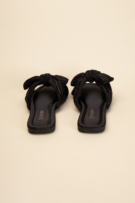 Bow Flat Slides Sandals - RARA Boutique 