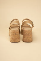 Rhinestone Strap Cork Wedges - RARA Boutique 