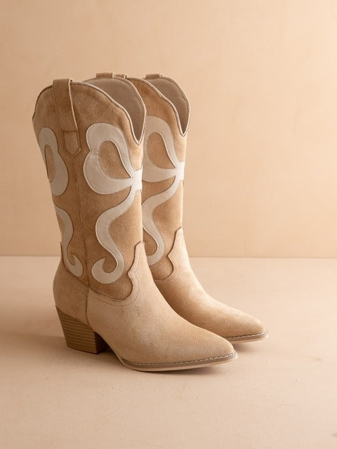Mid-Calf Western Boots with Bows - Oasis Society - RARA Boutique 