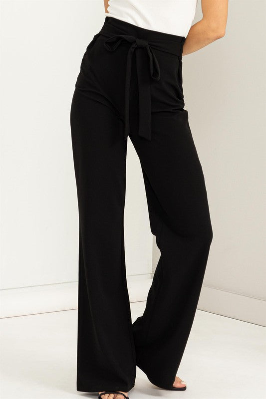 High Waisted Tie Front Flared Pants- HYFIVE - RARA Boutique 