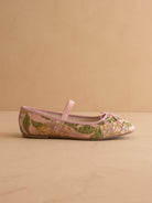 RARA Boutique Rose Garden floral Jacquard Mary Jane flats with bow detail, stylish and comfortable for casual wear.