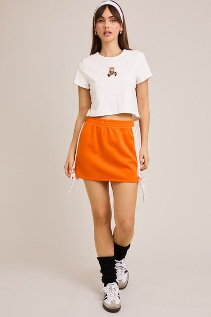 Embroidered Football Teddy Bear Baby Tee - Le Lis - RARA Boutique 