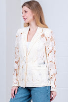 Seashell Lace Blazer Jacket with Gold Shell Button - Taelynn - RARA Boutique 