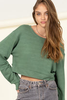 Drop-Shoulder Cropped Sweatshirt- HYFVE - RARA Boutique 