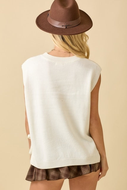 Western Horse Oversized Sleeveless Sweater Vest Top - Main Strip - RARA Boutique 