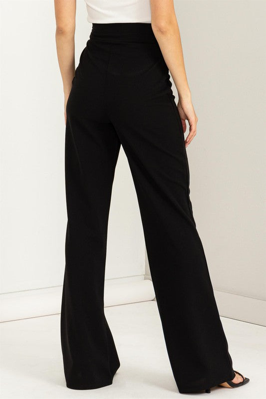 High Waisted Tie Front Flared Pants- HYFIVE - RARA Boutique 