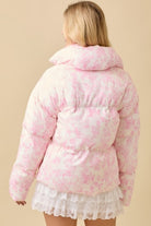 Vintage Horse Toile Print Puffer Jacket with Bows - Main Strip - RARA Boutique 