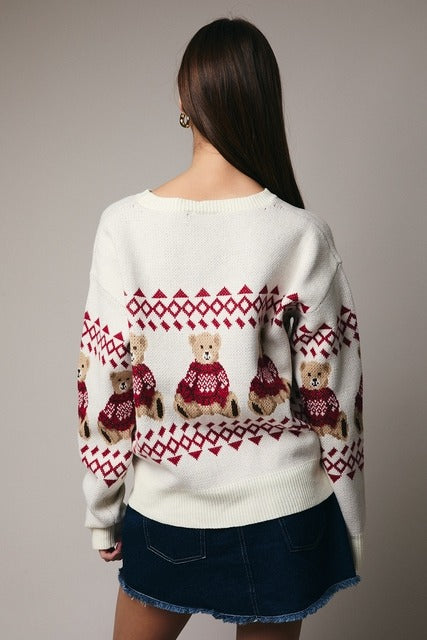 Teddy Bear Fair Isle Christmas Sweater - Sunday Edition - RARA Boutique 