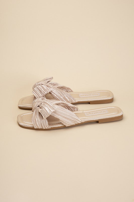 Bow Flat Slides Sandals - RARA Boutique 