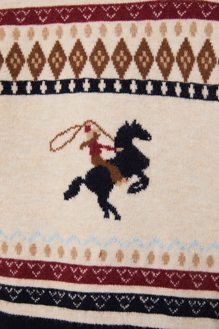 Western Horse & Cowgirl Fair Isle Cardigan Sweater - Sunday Edition - RARA Boutique 