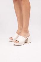 Faux Leather Block Heel Mule Sandals - RARA Boutique 