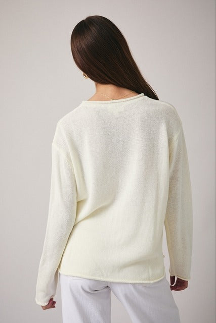 RARA Boutique Coastal Seashell lightweight knit sweater with ocean-inspired pattern, soft and cozy for casual wear.