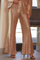 High Rise Wide Leg Sequin Trouser Pants - Main Strip - RARA Boutique 