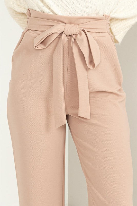 High Waisted Tie Front Flared Pants- HYFIVE - RARA Boutique 