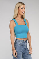 Cotton Square Neck Cropped Cami Top - RARA Boutique 