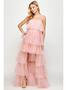 Strapless High Low Layered Tulle Dress-Strut & Bolt - RARA Boutique 