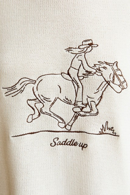 Western Embroidered Cowgirl Saddle Up Knit Sweater - Sunday Edition - RARA Boutique 