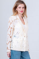 Seashell Lace Blazer Jacket with Gold Shell Button - Taelynn - RARA Boutique 