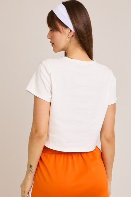 Embroidered Football Teddy Bear Baby Tee - Le Lis - RARA Boutique 