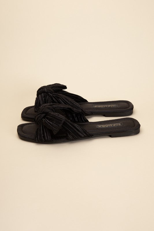 Bow Flat Slides Sandals - RARA Boutique 