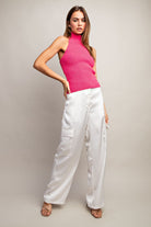 Sleeveless Turtle Neck Halter Sweater Top with Open Back - eesome - RARA Boutique 