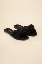 Bow Flat Slides Sandals - RARA Boutique 