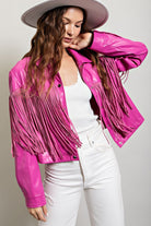 Studded Fringe Faux Leather Moto Jacket - eesome - RARA Boutique 