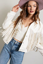 Studded Fringe Faux Leather Moto Jacket - eesome - RARA Boutique 
