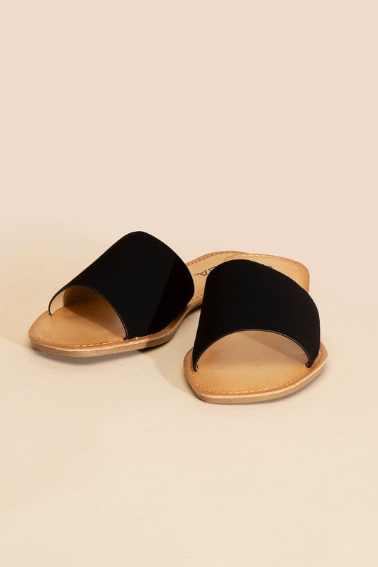 Open Toe Flat Slides - RARA Boutique 