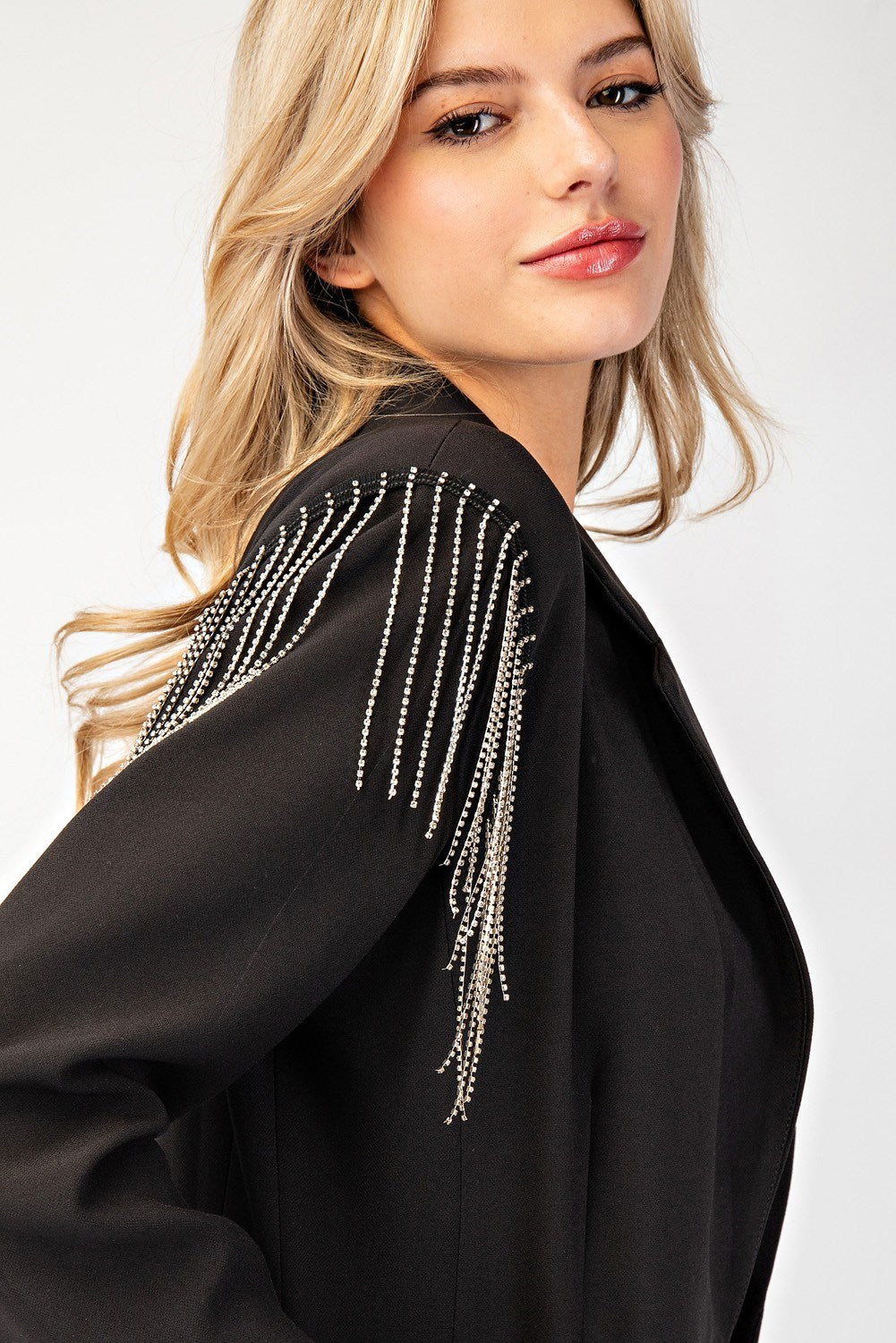 Rhinestone Fringe Blazer Jacket - eesome - RARA Boutique 