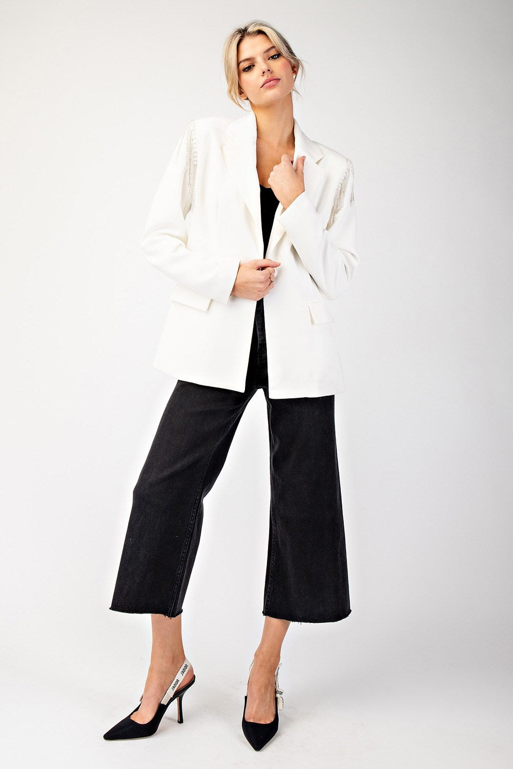 Rhinestone Fringe Blazer Jacket - eesome - RARA Boutique 