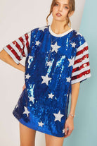 4th of July USA Star Sequin Dress - RARA Boutique 