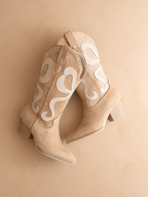 Mid-Calf Western Boots with Bows - Oasis Society - RARA Boutique 