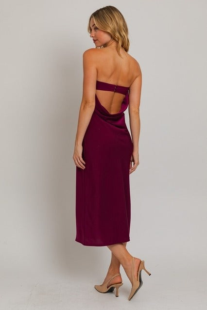 Strapless Cowl Back Midi Sheath Dress - Le Lis - RARA Boutique 