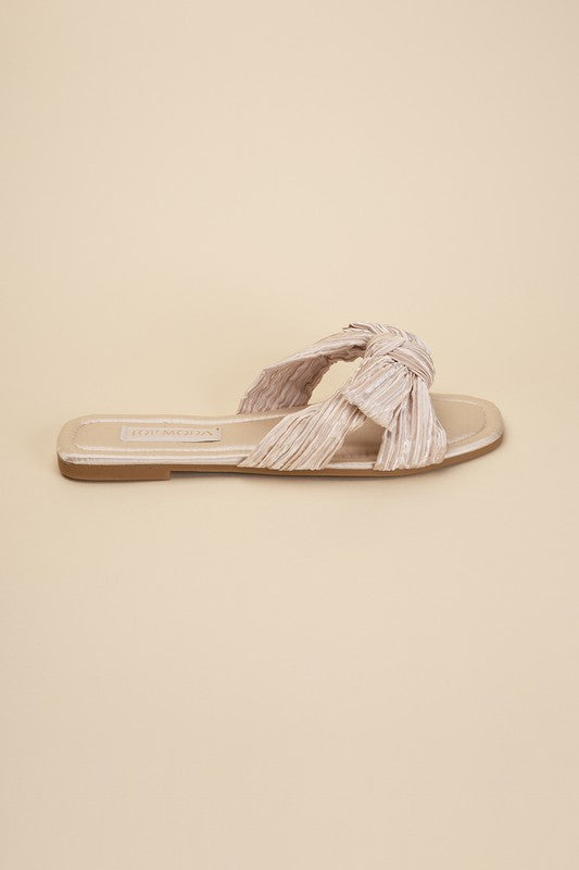 Bow Flat Slides Sandals - RARA Boutique 