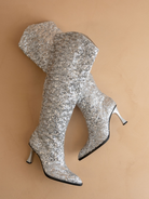 Pyramid Heel Knee High Sequin Boots - Oasis Society - RARA Boutique 
